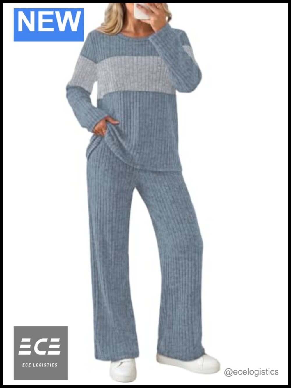 Buttery-Soft V-Neck Wide Leg Two Piece Pant Set Loungewear Travel Set